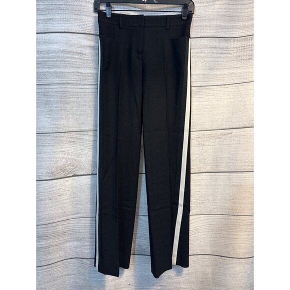 Akris Punto Mikka' Black Side-Stripe Wool Wide-Leg Trousers Size 2 - Picture 1 of 5